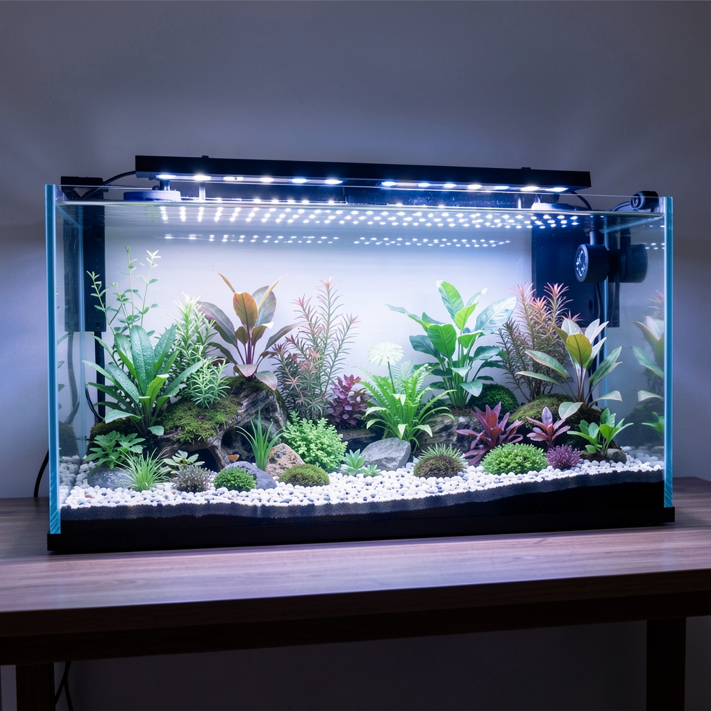 Akvaryum LED ışık barı beyaz ve mavi ışık modları bitki büyütme spektrumu ile uzun bar