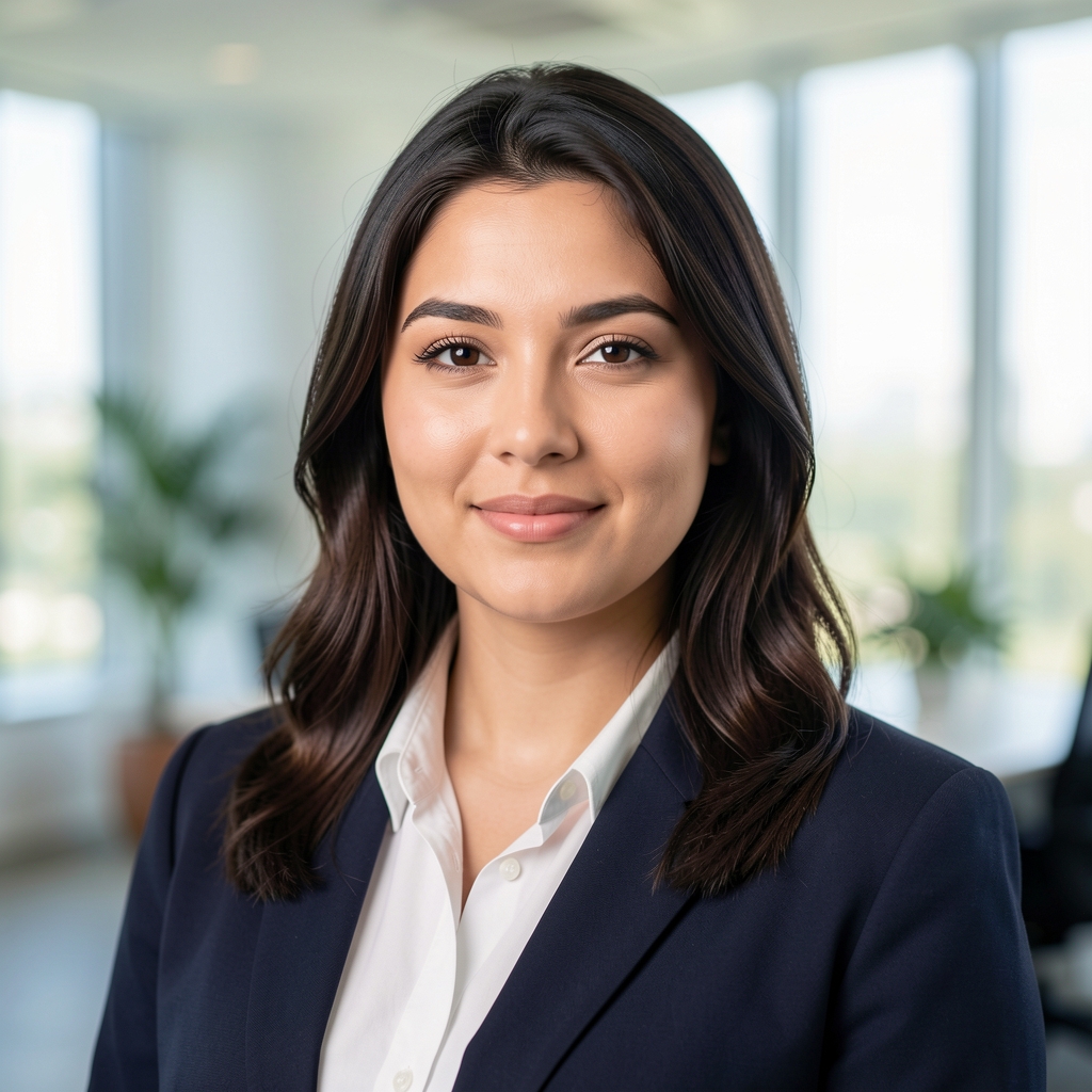 Zeynep Arslan müşteri ilişkileri uzmanı genç kadın profesyonel portre ışıklı ofis arka planı